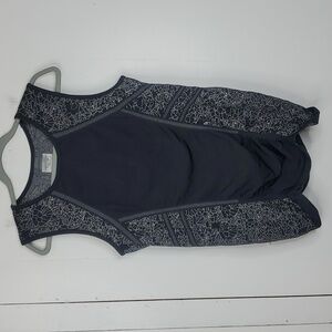 Athleta Fastest Track Tank Top Sketch Floral Colorblock Womens XL Fitted Cinched